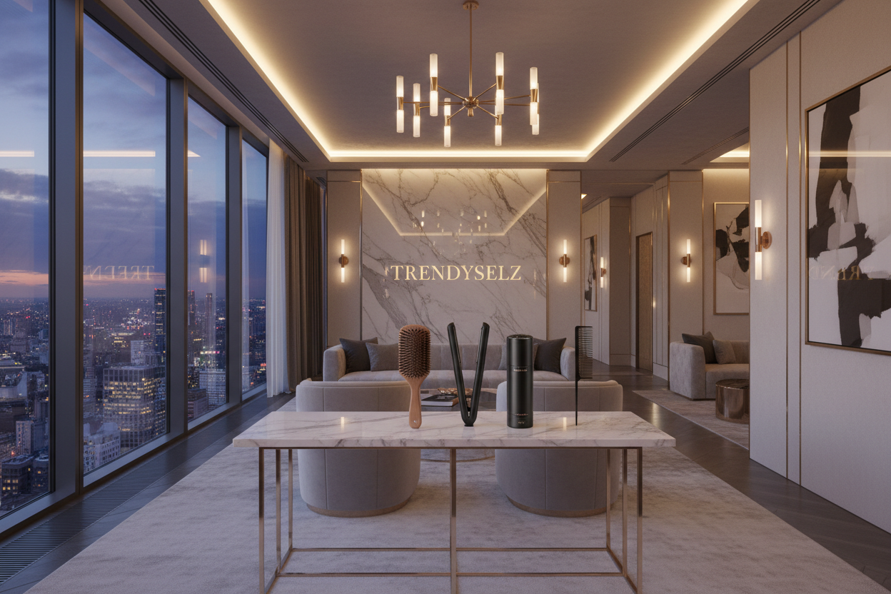 Trendyselz - Logo op muur achter producten